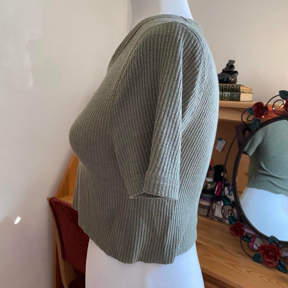 Altered Olive Green Ribbed Women's Soft Cropped Tee